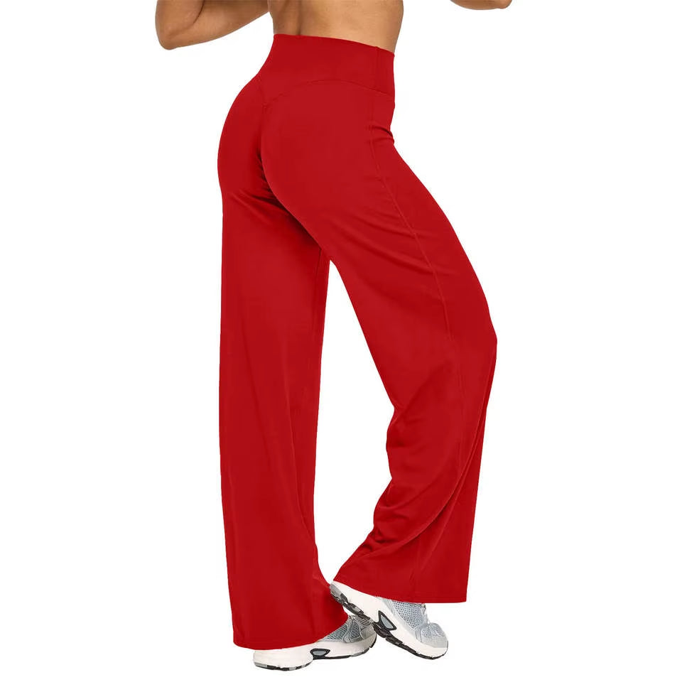 Softmotion Straight Leg Bottoms Women'S Mid-Waist Yoga Pants GYM Leggings Naked Feel Pilates Running Sports Trousers