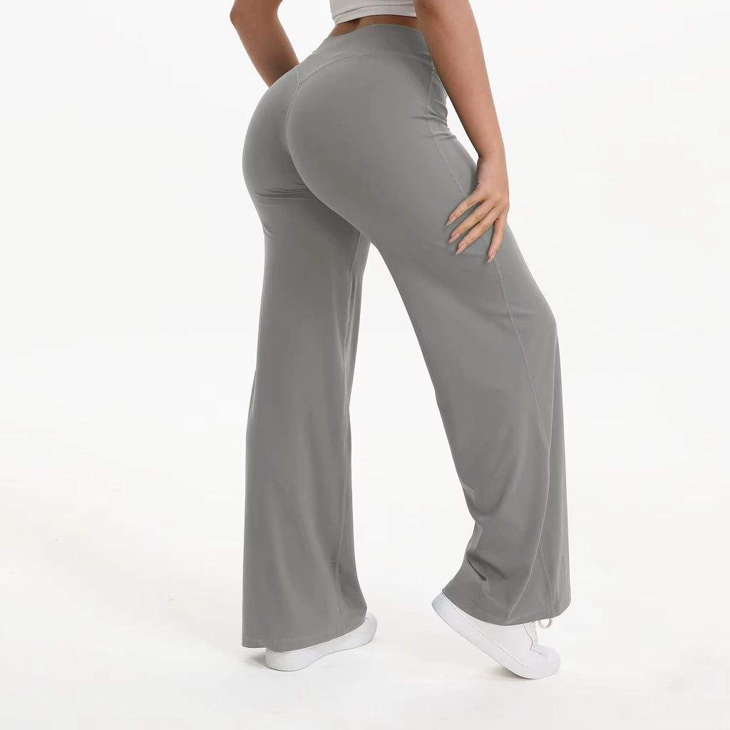 Softmotion Straight Leg Bottoms Women'S Mid-Waist Yoga Pants GYM Leggings Naked Feel Pilates Running Sports Trousers